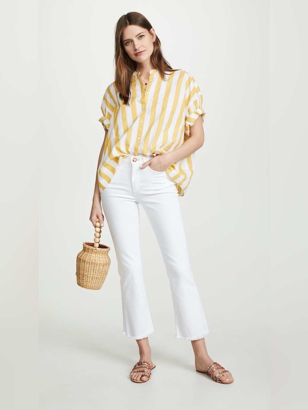 AYR • the pop high rise straight leg cropped white jeans - size 27 short